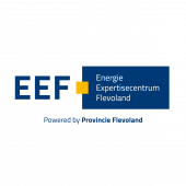 Logo van het Energie Expertisecentrum Flevoland Powered by Provincie Flevoland